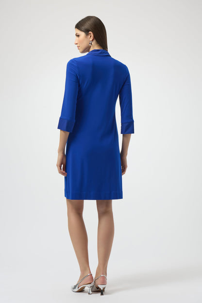 Silky Knit And Memory Trapeze Dress- Royal Sapphire