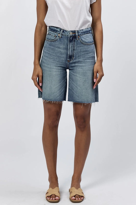 Boyfriend High Rise Raw Hem Shorts