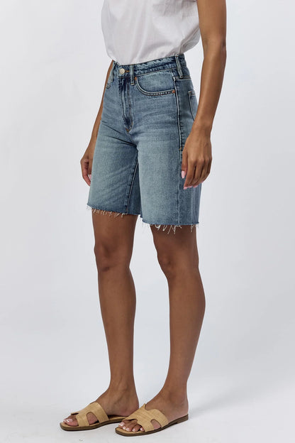 Boyfriend High Rise Raw Hem Shorts