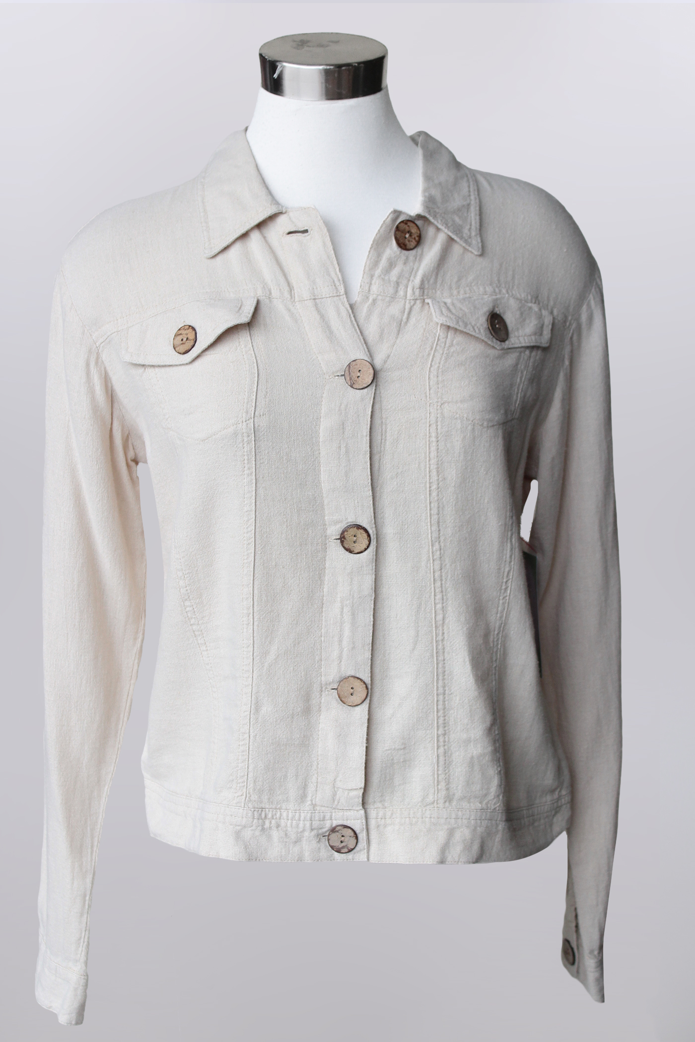 Linen Blend Button Up Jacket