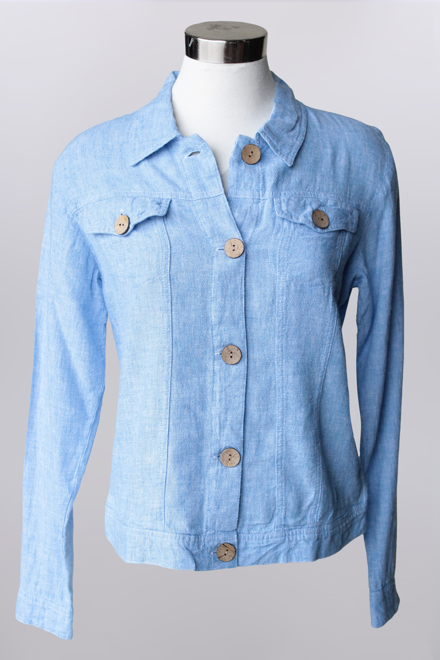 Linen Blend Button Up Jacket