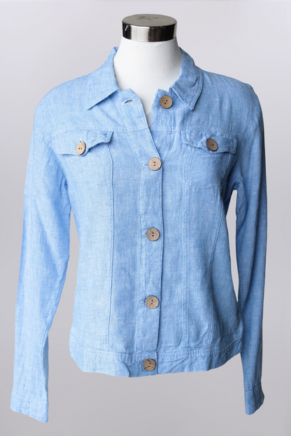 Linen Blend Button Up Jacket