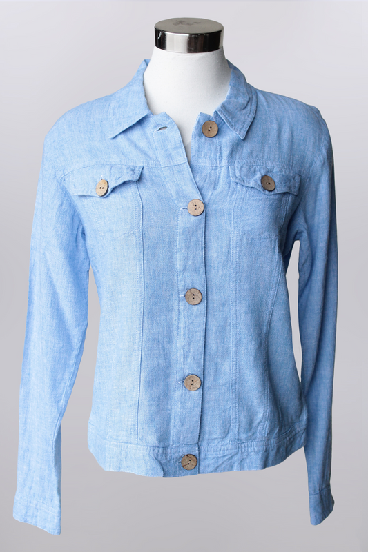 Linen Blend Button Up Jacket