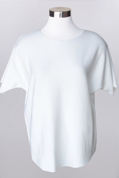 Short Sleeve Crew Neck Sweater with back buttoon detail