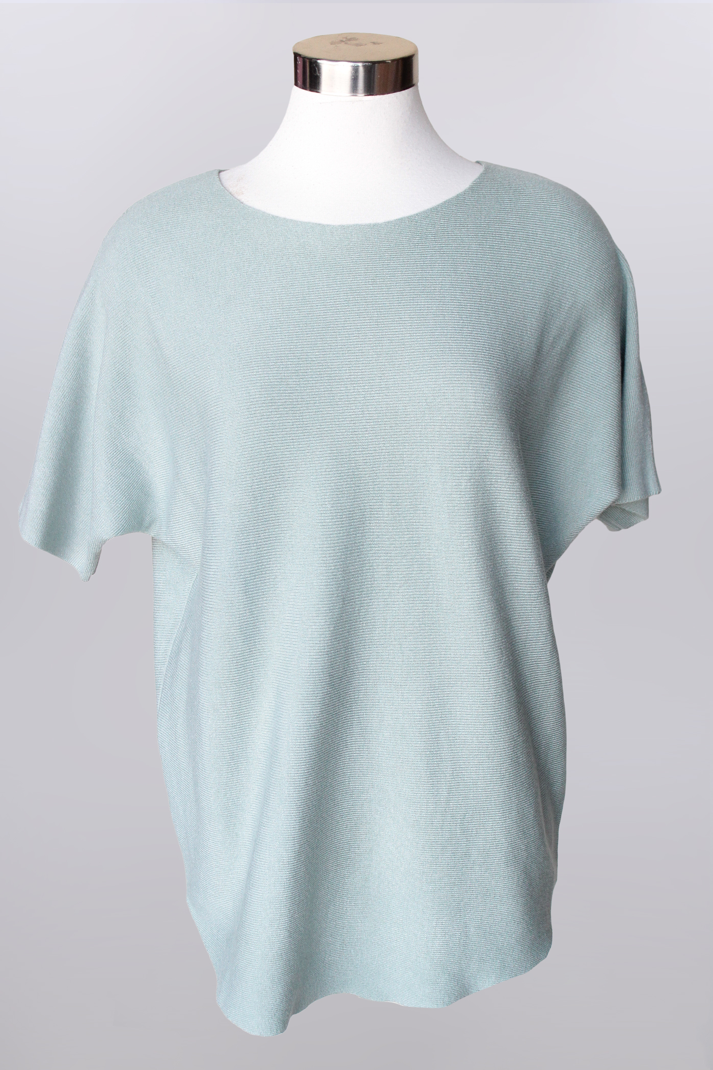 Short Sleeve Crew Neck Sweater with back buttoon detail