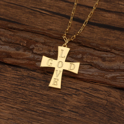 Touchstone Cross God/Love Necklace Gold