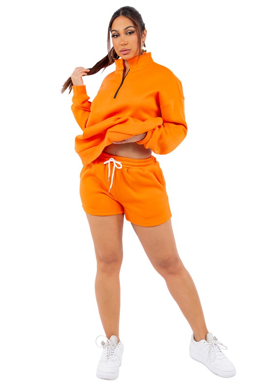 WOMEN FASHION SWEATSHIRT AND SHORT SET
