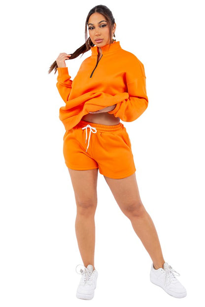WOMEN FASHION SWEATSHIRT AND SHORT SET