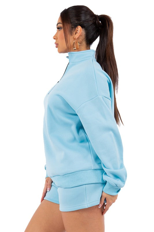 WOMEN FASHION SWEATSHIRT AND SHORT SET