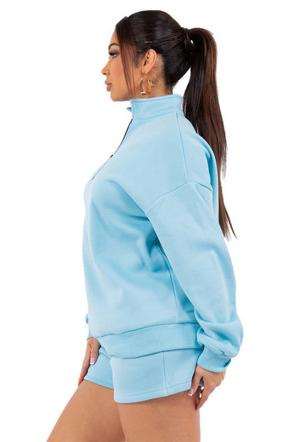 WOMEN FASHION SWEATSHIRT AND SHORT SET
