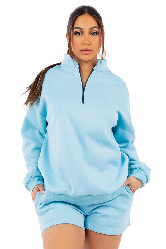 WOMEN FASHION SWEATSHIRT AND SHORT SET