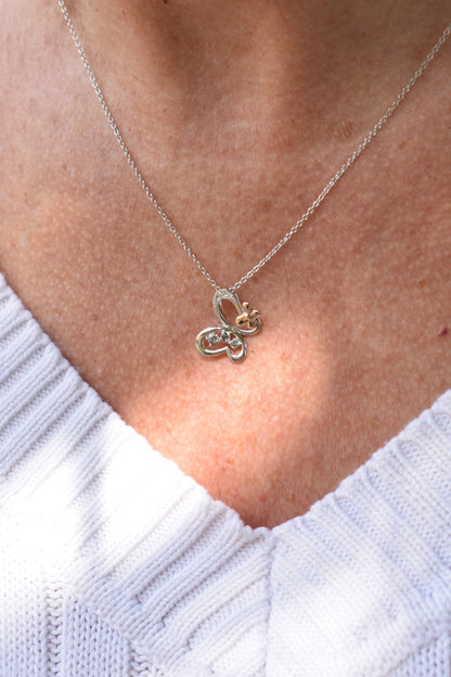 18kt 2-Tone Diamond & Alexandrite Butterfly Necklace