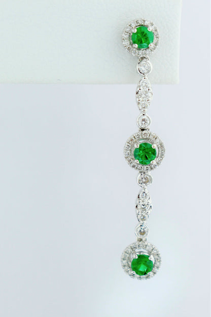 18kt Emer .78cttw & Diam .75cttw Earrings