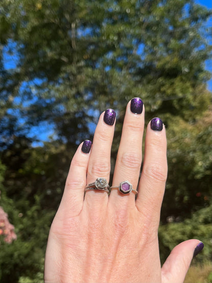 Purple Sapphire Hexagon Stacking Ring 2