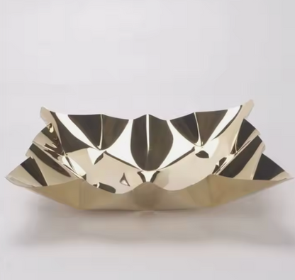 Elegant Geometric Gold Serving Bowl Tray