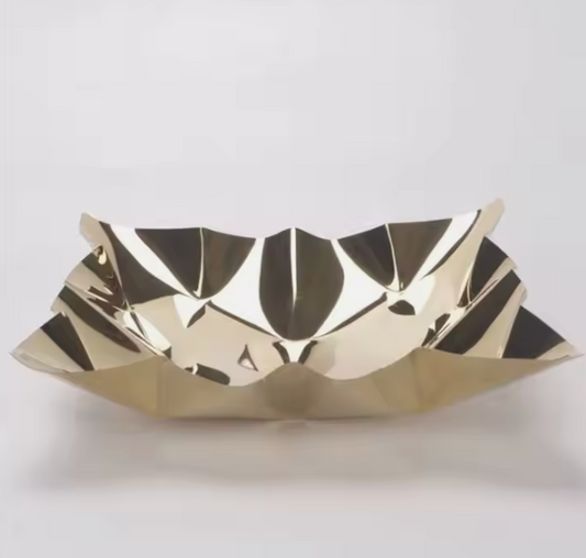 Elegant Geometric Gold Serving Bowl Tray