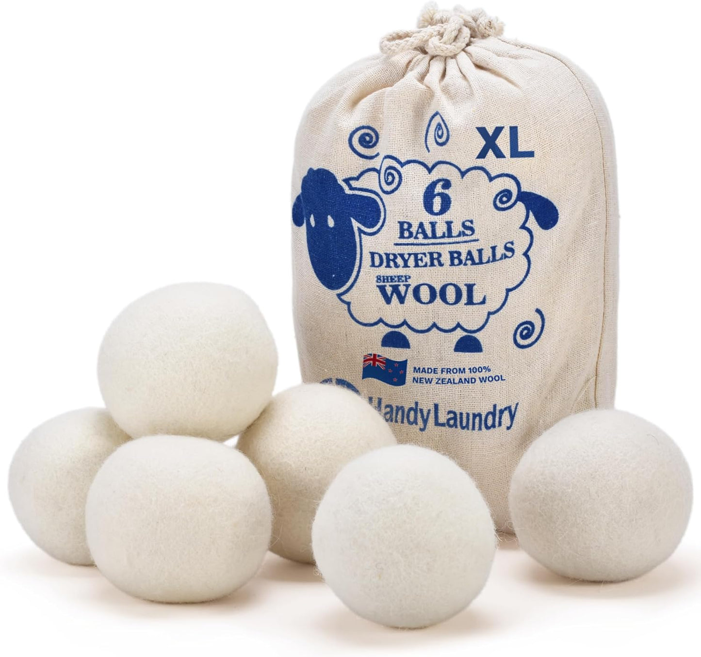 Natural Fabric Softener Wool Dryer Balls – Pack of 6