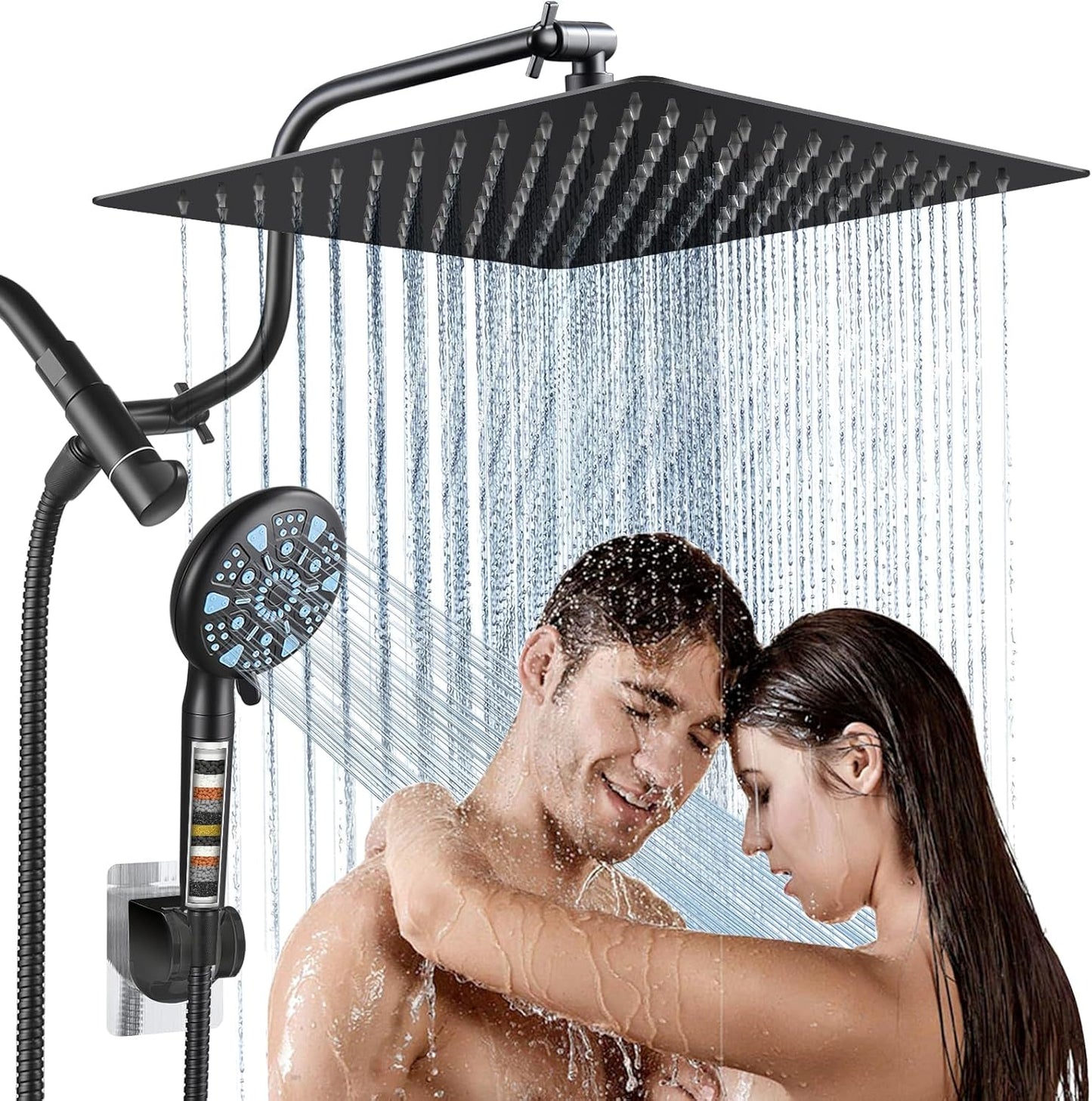 Metal 3-Way Rain Shower Head, High Pressure Shower Head, Dual Shower Heads with Handheld Adjustable Spray Combo