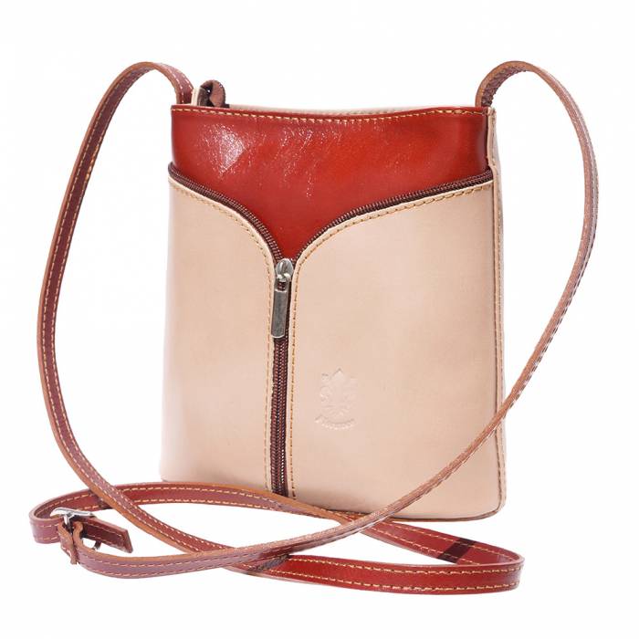 SARAH Italian Leather Crossbody Bag Black/Red
