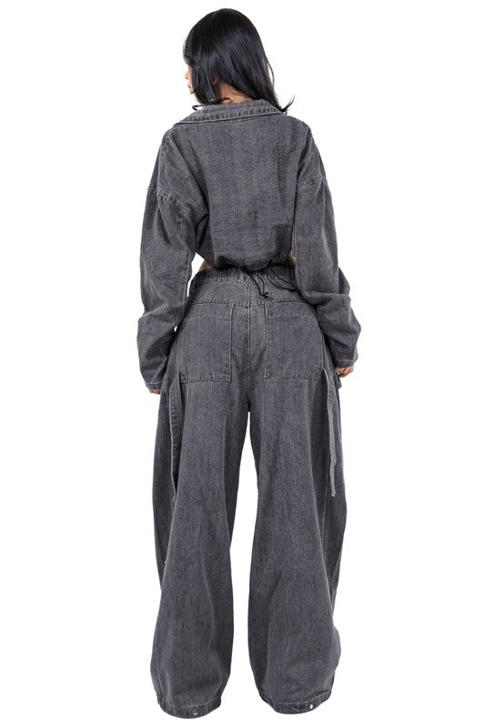 WOMEN FASHION DENIM TWO PIECE PANT SET