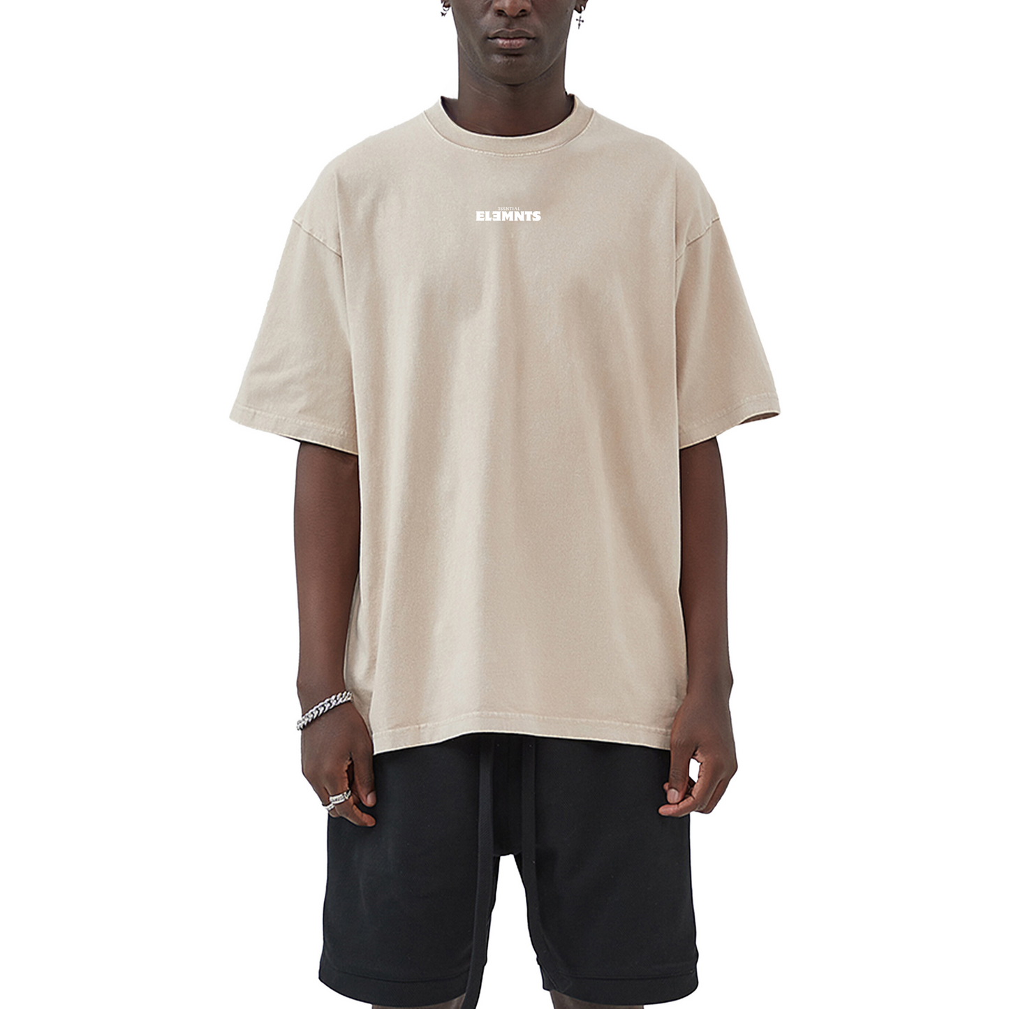ESSNTIAL ELEMNTS Unisex 250G Acid Wash Oversize Tee