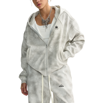ESSNTIAL ELEMNTS Unisex Dirty Washed Boxy Fleece Hoodie