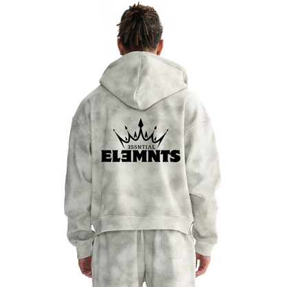 ESSNTIAL ELEMNTS Unisex Dirty Washed Boxy Fleece Hoodie