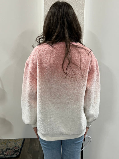 Pink Fleece Warm Cozy Ombre Oversized Knit sweater