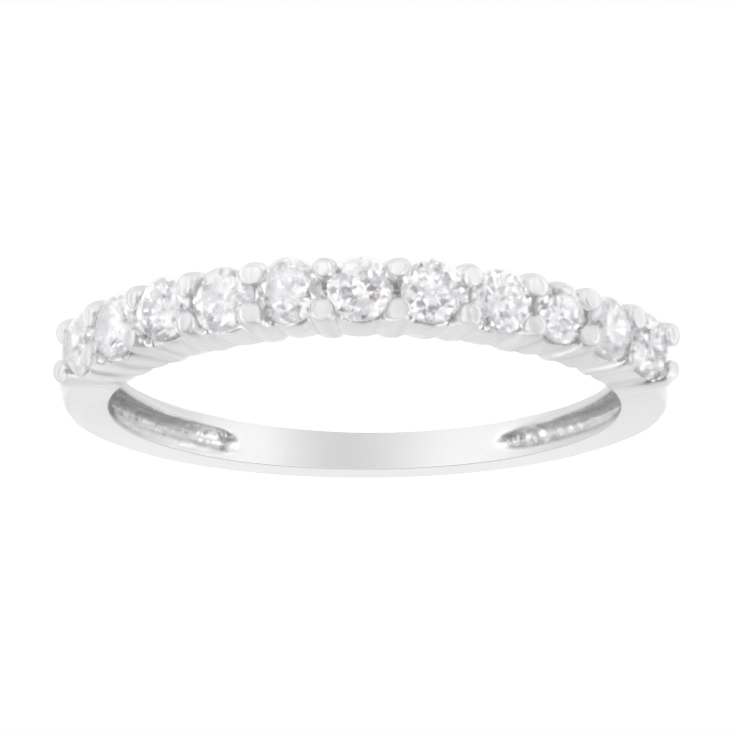 Igi Certified 1/2 Cttw Diamond 10K White Gold Prong Set Fluted Band Style Ring (I-J Color, I2-I3 Clarity) - Size 9