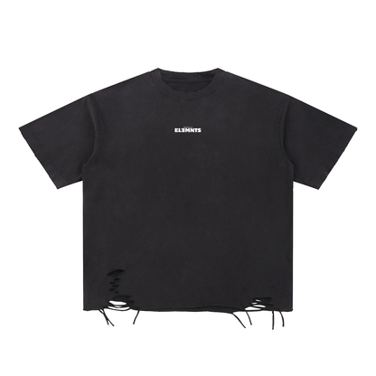 ESSNTIAL ELEMNTS Unisex 270G Snow Washed Raw‑Hem Tee