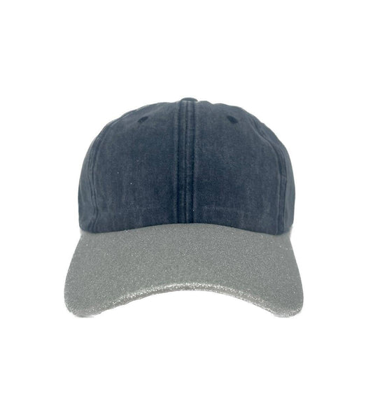 Navy Hat with Silver Glitter Bill: Navy / One Size