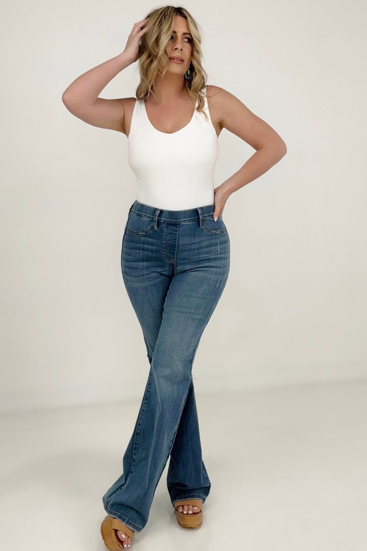 Judy Blue High Waist Elastic Waistband Pull on Slim Boot Jeans