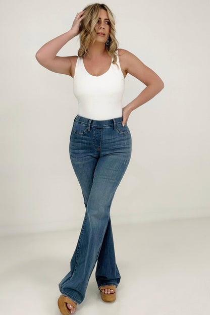 Judy Blue High Waist Elastic Waistband Pull on Slim Boot Jeans