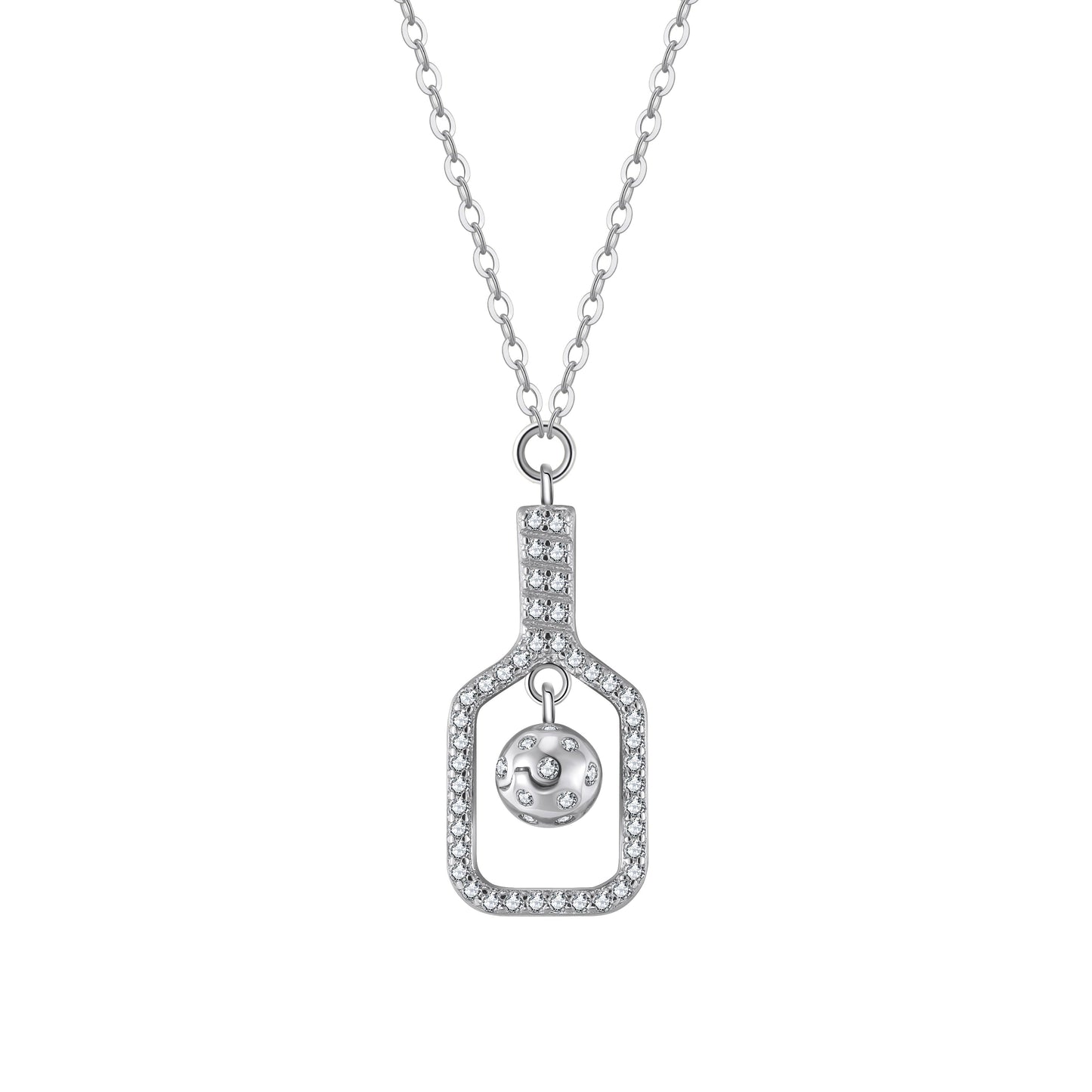 Pickleball Volley Up Mini Necklace Silver