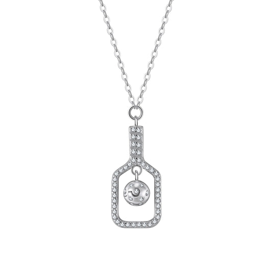 Pickleball Volley Up Mini Necklace Silver