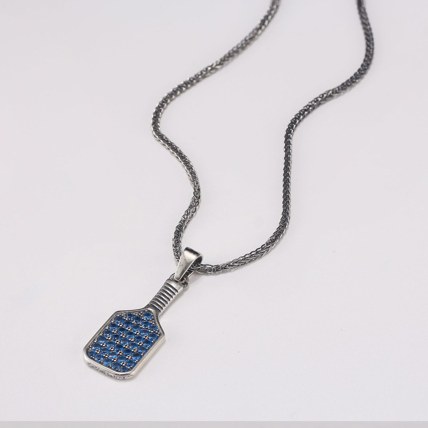 Pickleball Baller Paddle Necklace Silver