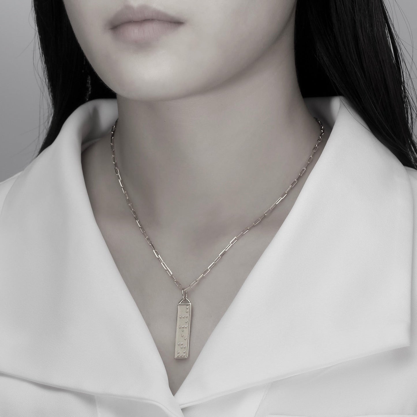 Touchstone Clarity Bar Necklace Silver