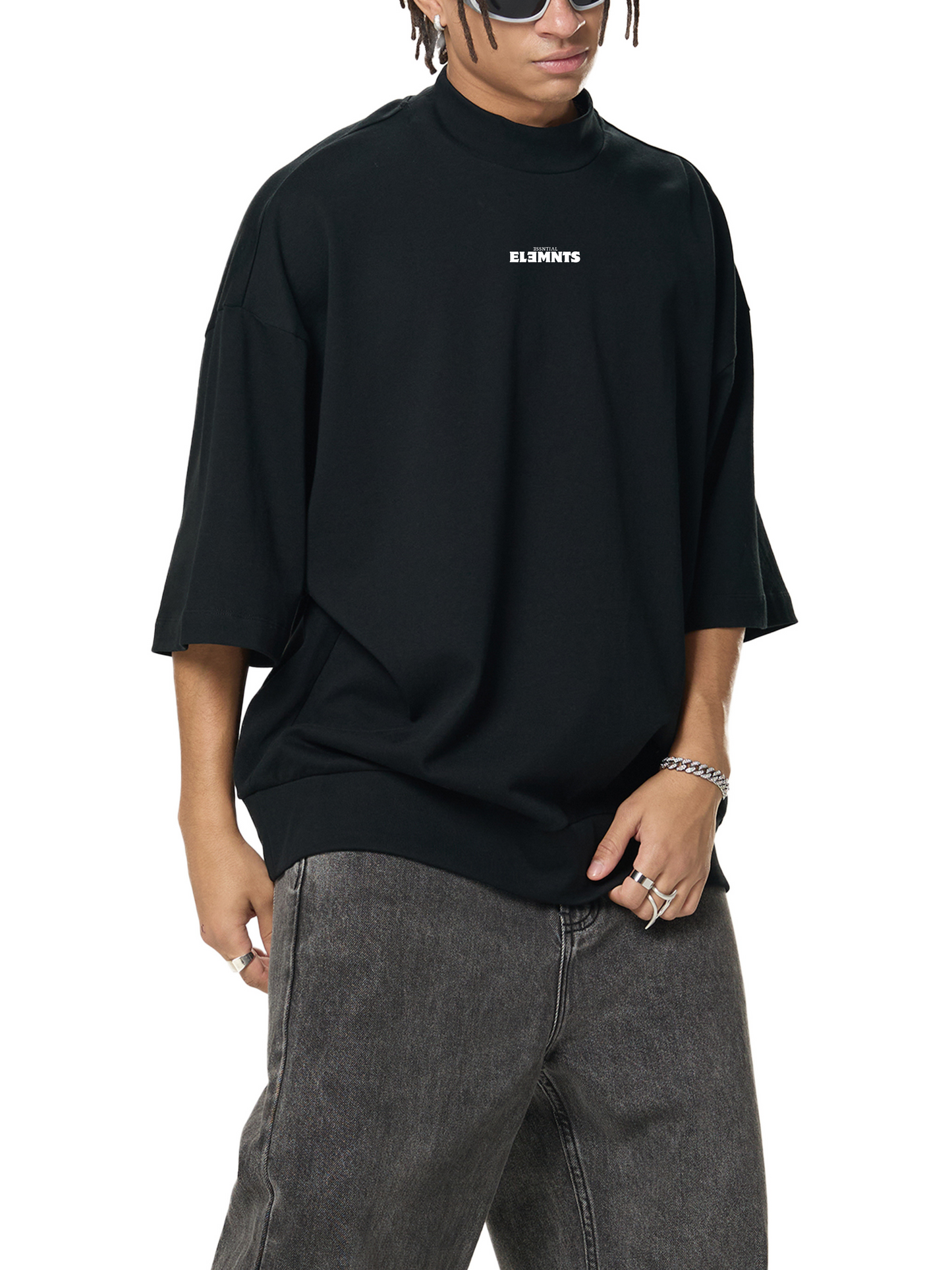 ESSNTIAL ELEMNTS Unisex 305G HW OS Mock Neck Tee