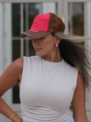 Red and Brown Hat: Multi / One Size