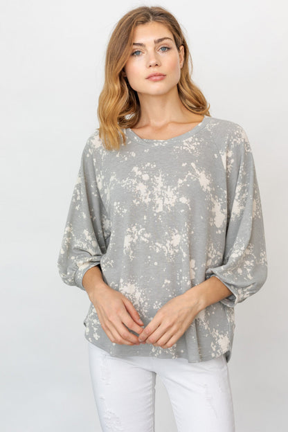 3/4 Sleeve Abstract Print Top