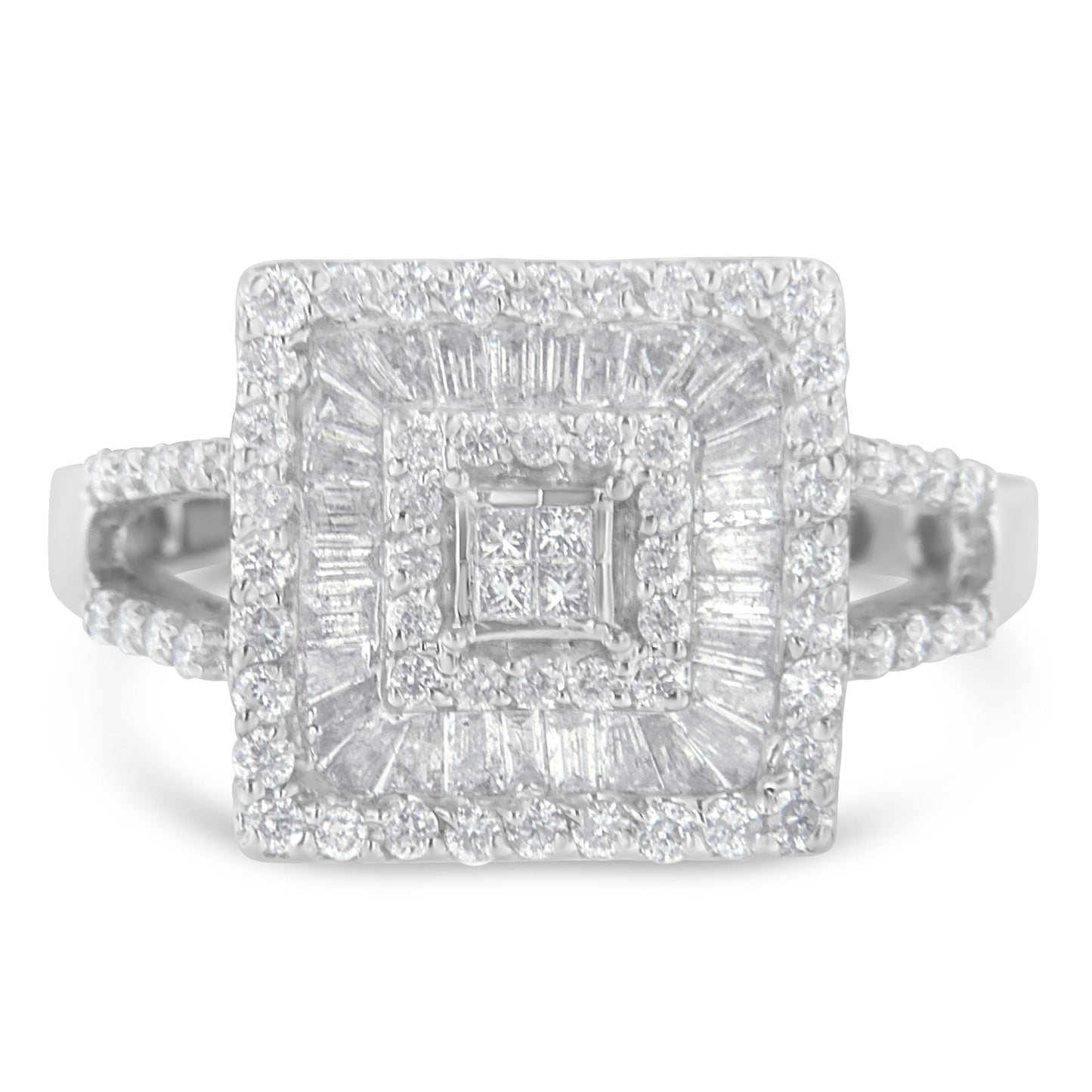 14K White Gold Diamond Cocktail Ring (1 Cttw, H-I Color, Si2-I1 Clarity) - Size 6