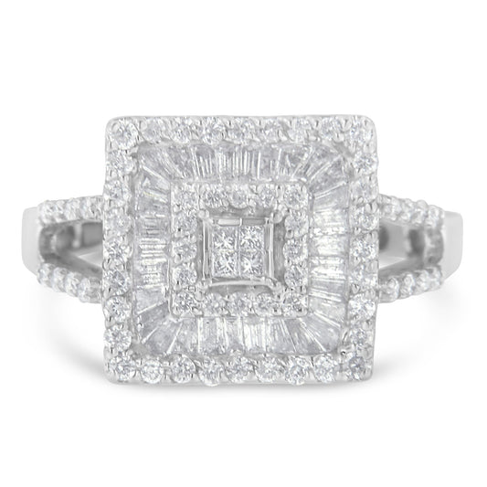 14K White Gold Diamond Cocktail Ring (1 Cttw, H-I Color, Si2-I1 Clarity) - Size 6