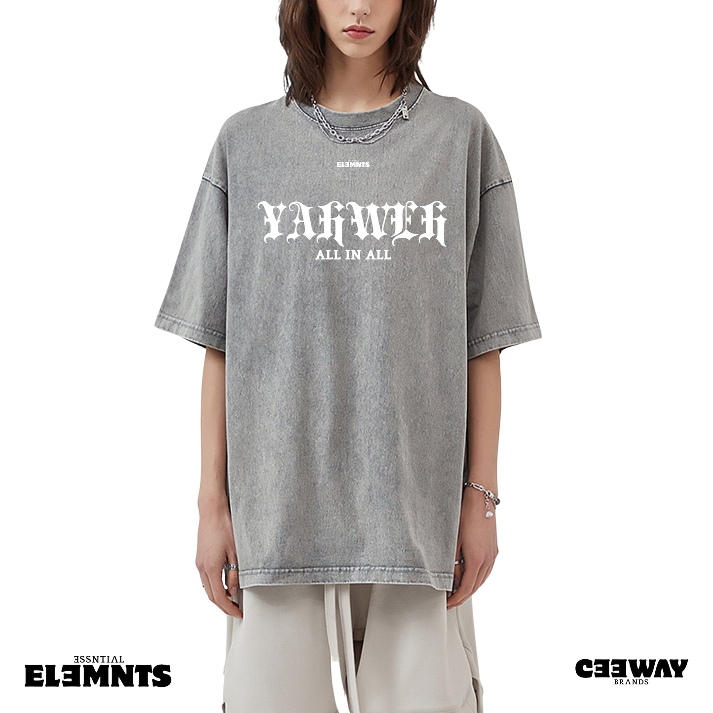 ESSNTIAL ELEMNTS Acid Wash Unisex Oversize Tee