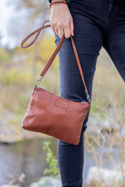 [MIA] SMALL CROSSBODY & CLUTCH | SUPER SOFT NAPPA LEATHER: TAN