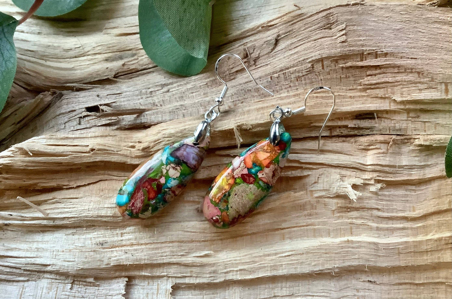 Earrings, dangle earrings, stone earrings: Lighter blue