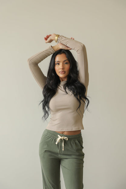 Ribbed Round Neck Long Sleeve Top (CAPELLA)