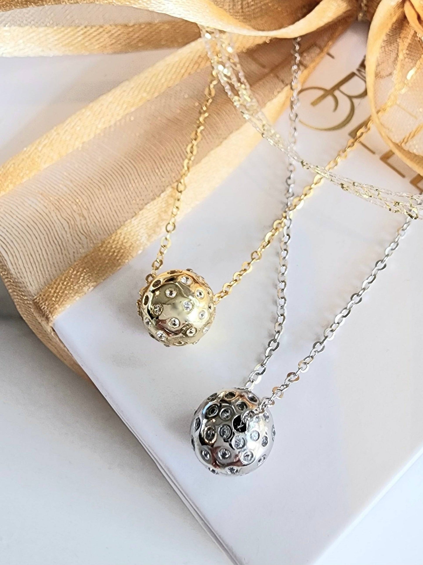 Pickleball Babe Belle BLING Ball Gold Necklace
