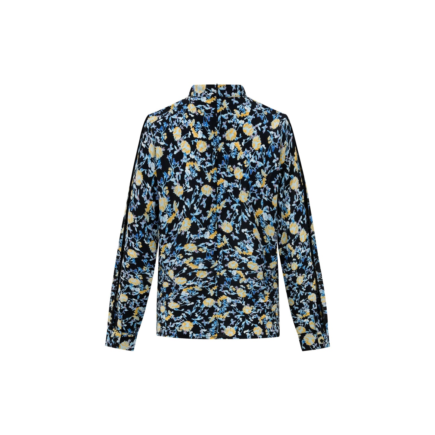 Cuffed Sleeve Floral Blouse