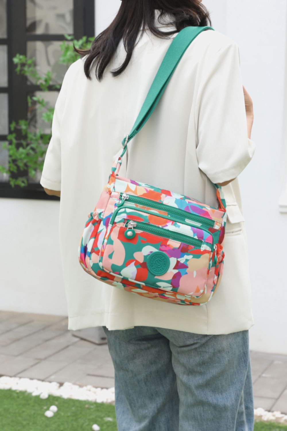 Multicolored Nylon Shoulder Bag