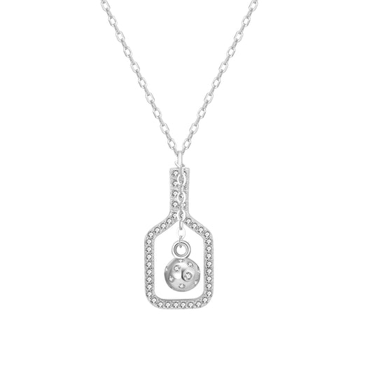 Pickleball The Mini Volley Plus Silver Necklace